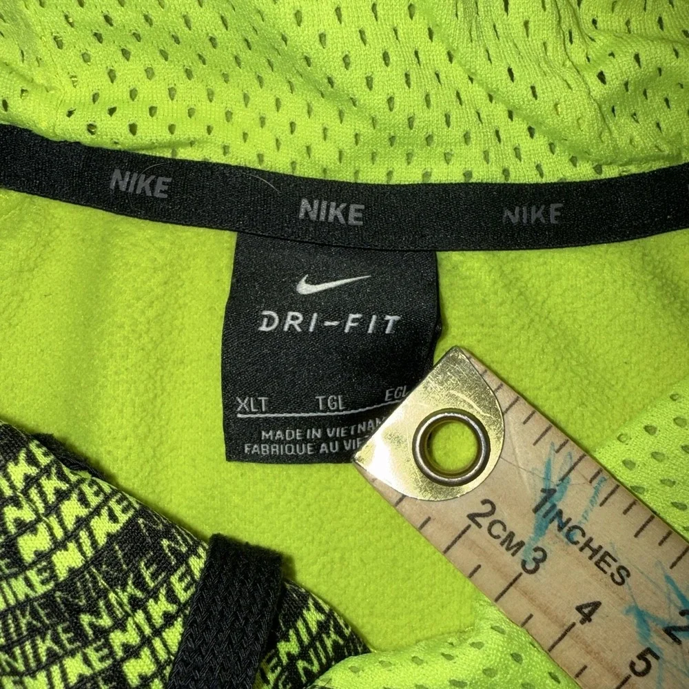 Nike Hoodie Mens XLT Yellow Dri-FIT Fleece Pullover Kangaroo Pocket Swoosh Logo